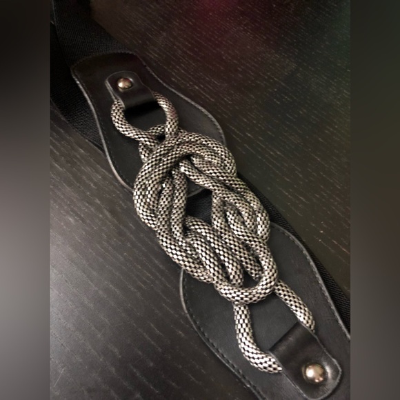 Vintage Plus Size Black Stretch Belt Silver Twisted Rope Metal Snake Corset - Picture 7 of 8